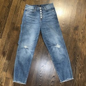 7 For All Mankind High Waist Cropped Straight Jean